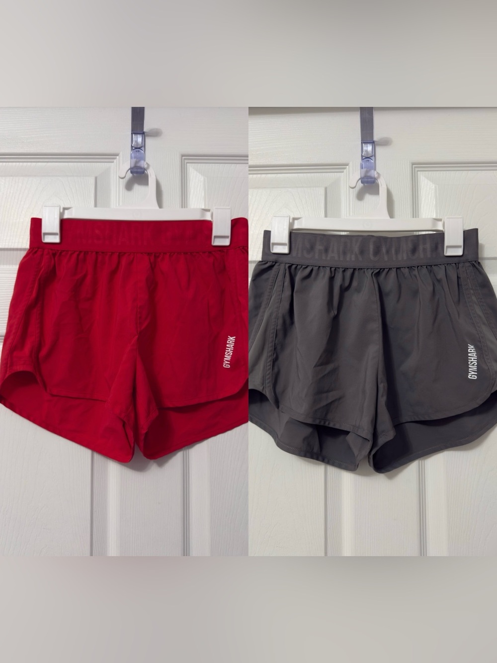 Gymshark Women's Athletic Shorts in Red and Gray